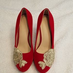 Red/gold 5" heel Shoes